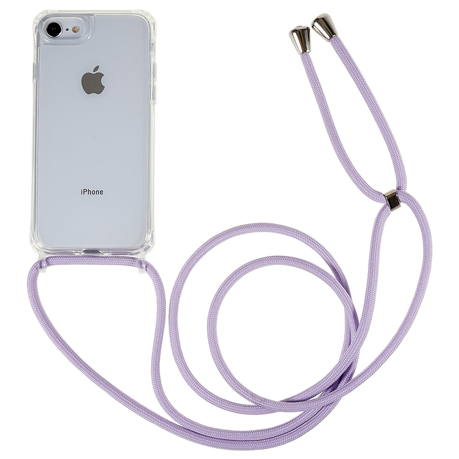 Back Case for iPhone 7 / 8 / SE (2020) / SE (2022), Fall Protection Clear TPU+Acrylic Phone Cover with Lanyard - White Back Case for iPhone 7 / 8 / SE (2020) / SE (2022), Fall Protection Clear TPU+Acrylic Phone Cover with Lanyard - White